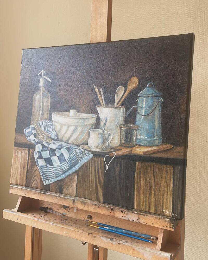 Detailbeeld schilderij stilleven