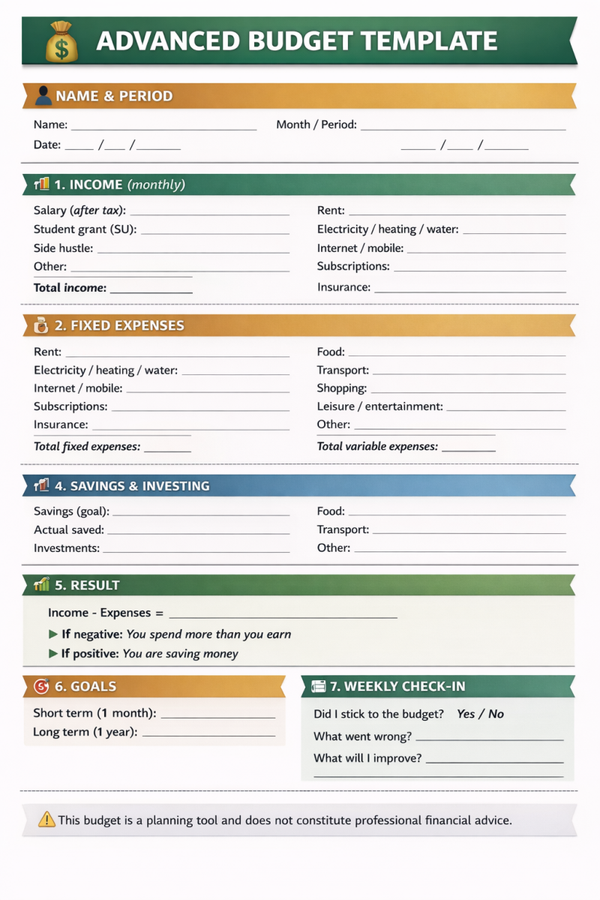 Pro Budget Planner Enlish Model