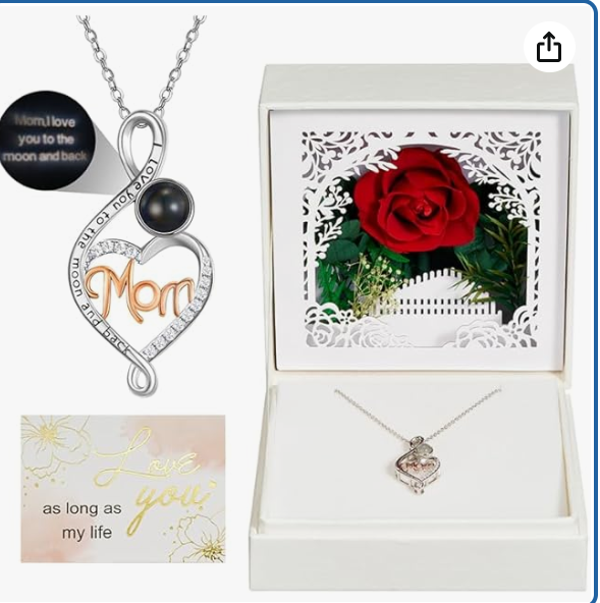 NORBU Preserved Real Red Rose with Infinity Heart