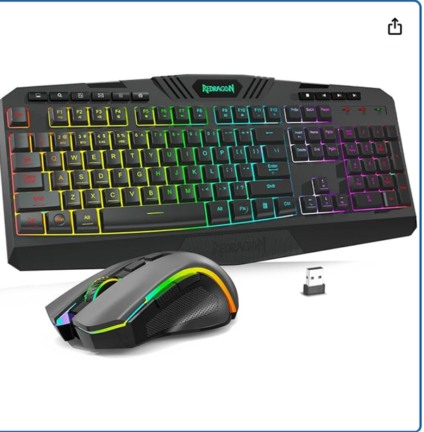 Redragon S101M-KS Gaming Keyboard and Mouse Wireless with Tri-Mode, RGB