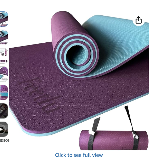 Extra Thick Exercise Yoga Mat with Strap - 2/5