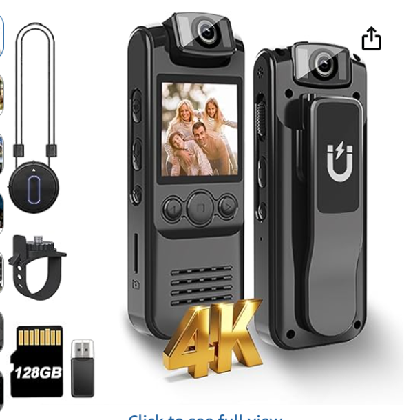 4K Body Camera with Audio and Video Recording