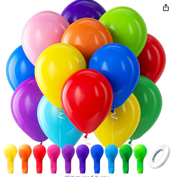 Bezente Assorted Rainbow Latex Balloons