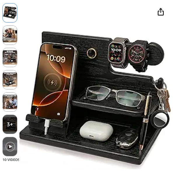 TESLYAR Wood Phone Docking Station for Men - Desk