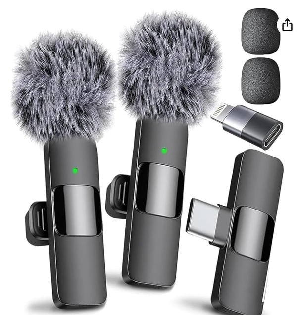 Mini Mic Pro (Latest Model) - Wireless Mini Microphone for iPhone, iPad, Android - 2 Pack