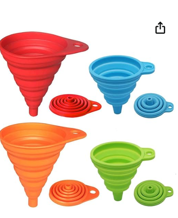 KongNai Kitchen Funnel Set 4 Pack, Small and Large,