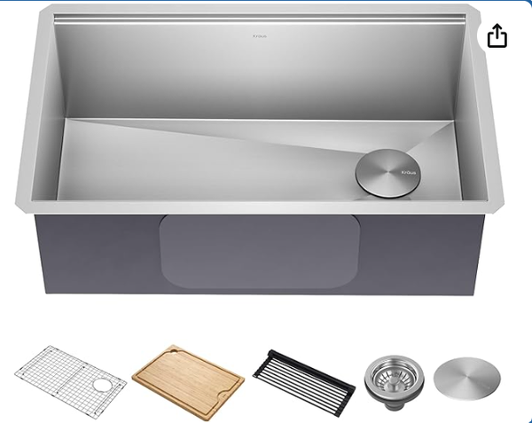 KRAUS Kore Workstation 30-inch Undermount 16 Gauge Stainless Steel Kitchen Sink,