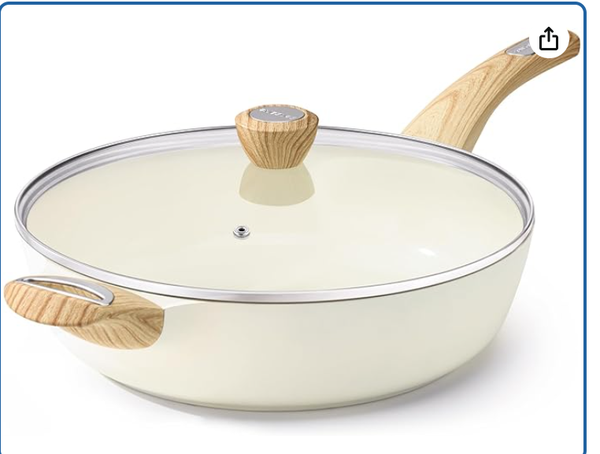 SENSARTE Ceramic Nonstick Frying Pan Skillet with Lid, 12 Inch Large Deep Frying Pan