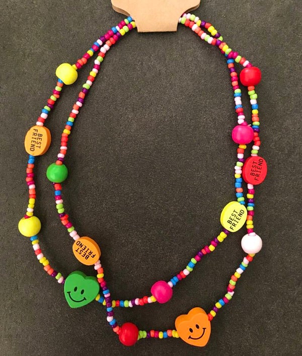 Setje 'Best Friend' kettinkjes Groen/Oranje Hartjes