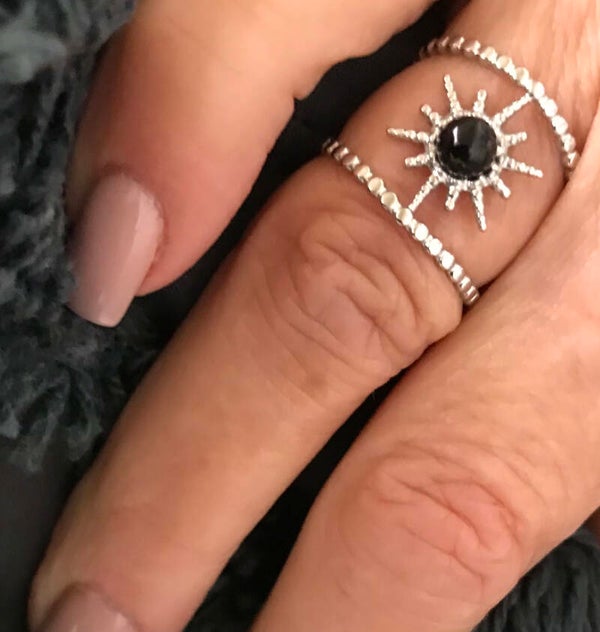 Boho Ring RVS Zwart Zonnetje