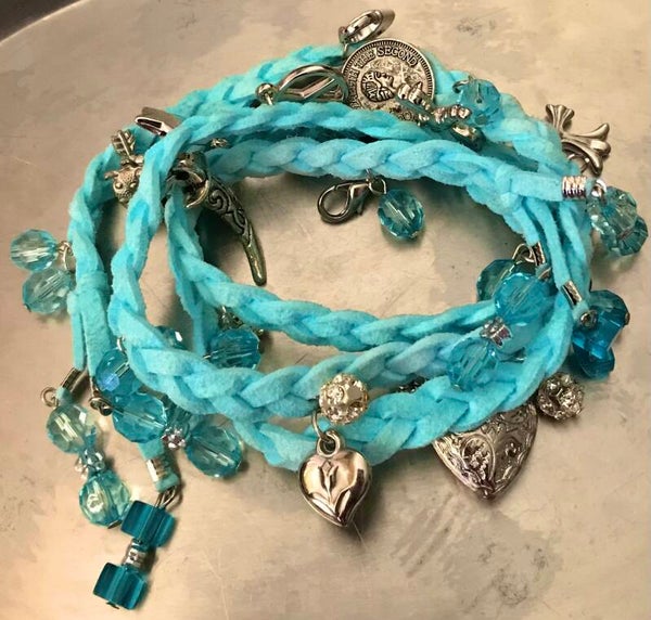 Boho Wikkelarmband Lichtblauw