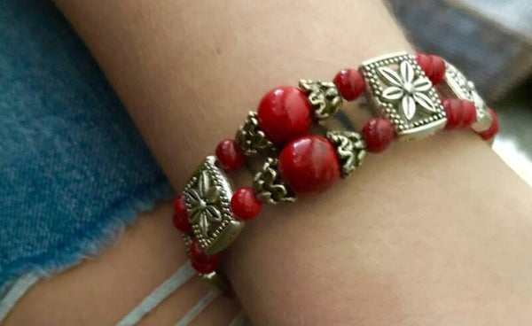 Kralen Armbandje Rood Dubbel