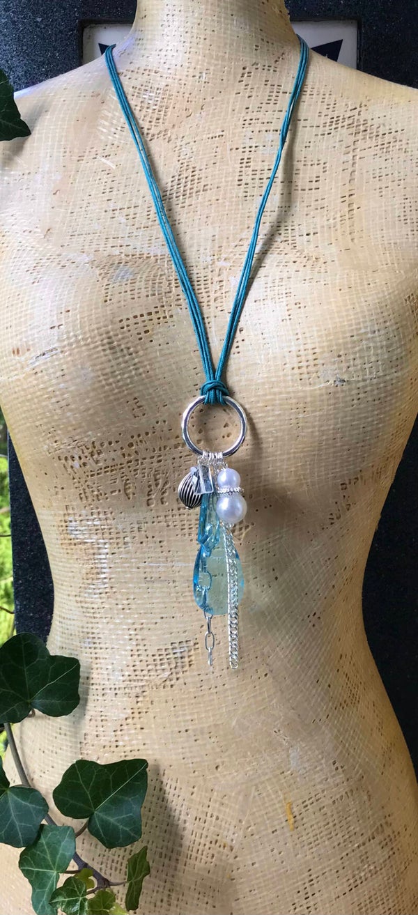 Lange ketting in Aqua #2 Retro Vintage