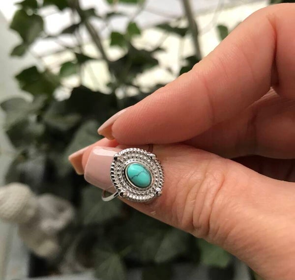 Boho Ring RVS Turqouise Steen