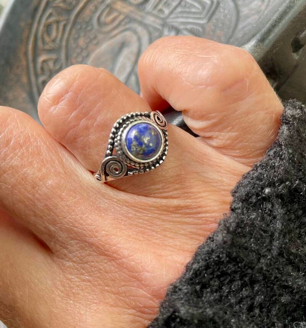 Boho Ring Messing Lapis Lazuli
