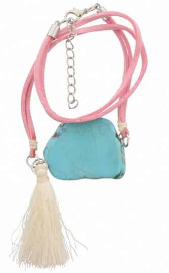 Wrap armband wit/blauw/roze