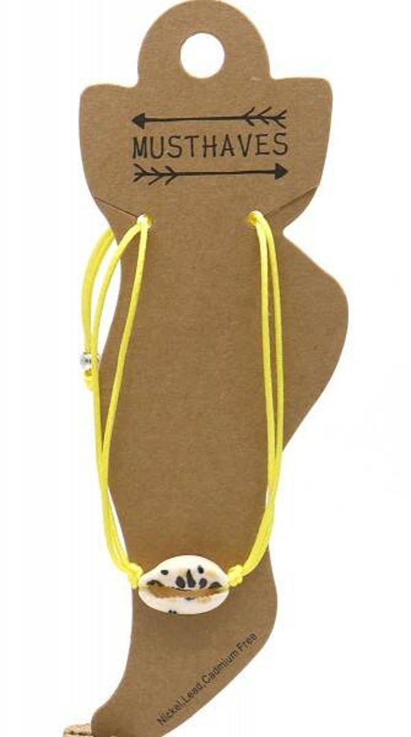 Enkelbandje schelp geel