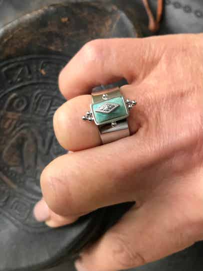 Boho Ring RVS Turqouise Breed