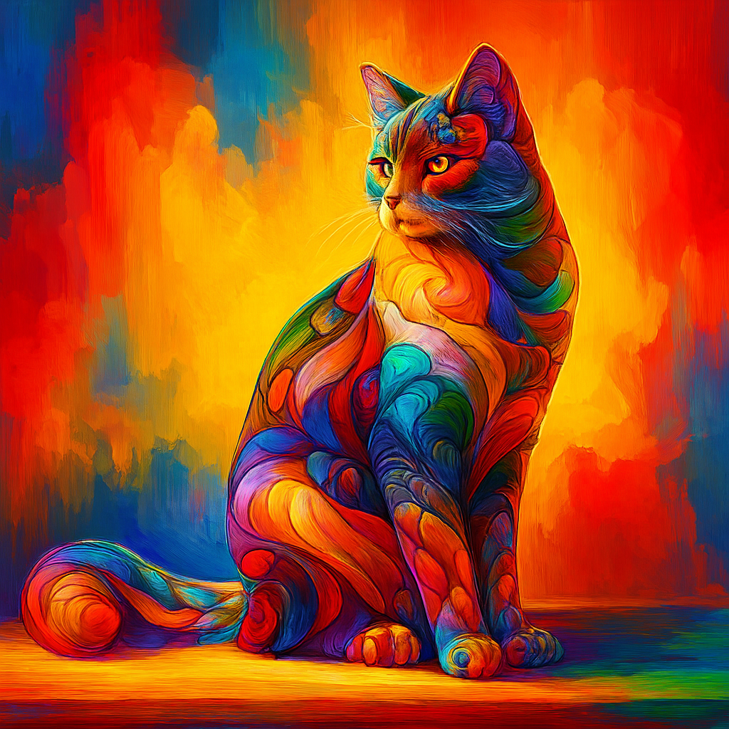 Peinture Diamant - Collection GDP - Chat coloré 50x50 cm