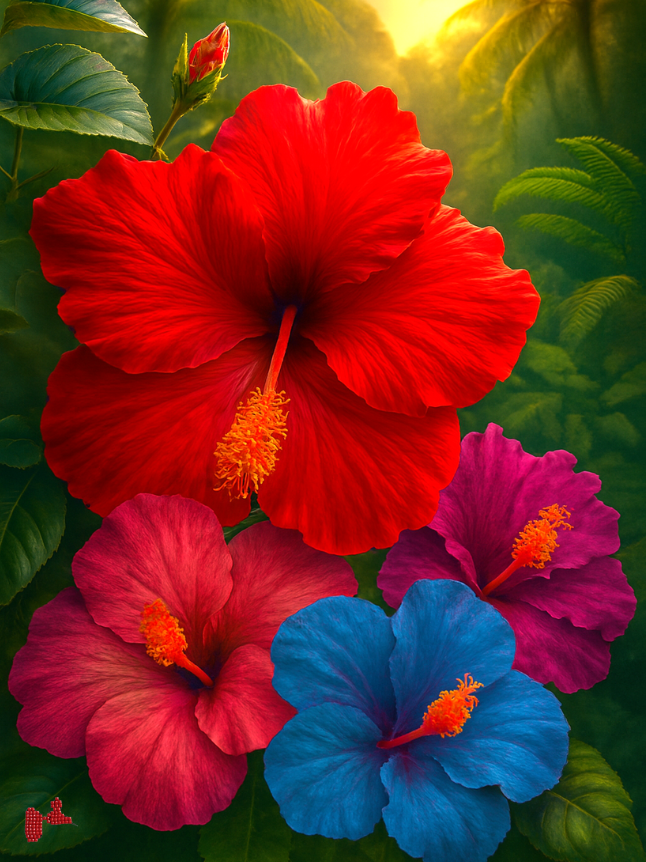 Peinture diamant - Collection GDP - Bouquet Ibiscus - 40x55 cm