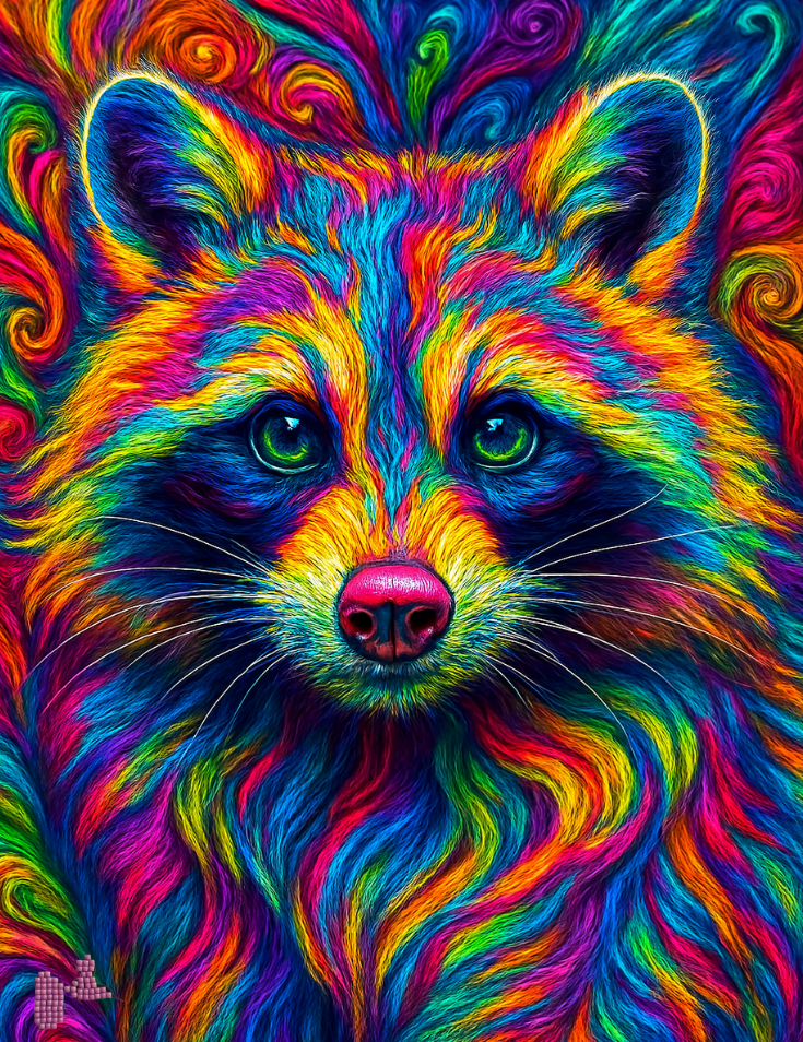 Peinture diamant - Collection GDP - Racoon coloré 40x50cm