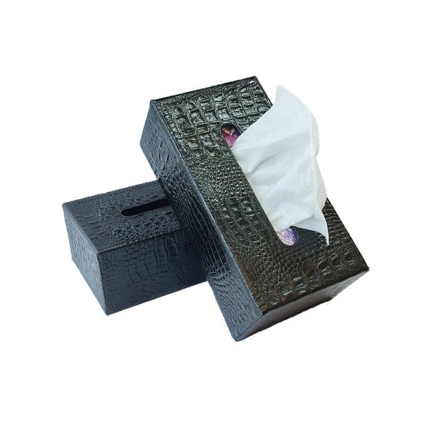 Natural leather tissue box