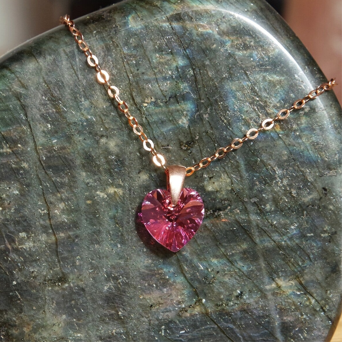 Swarovski ketting rose goud hart
