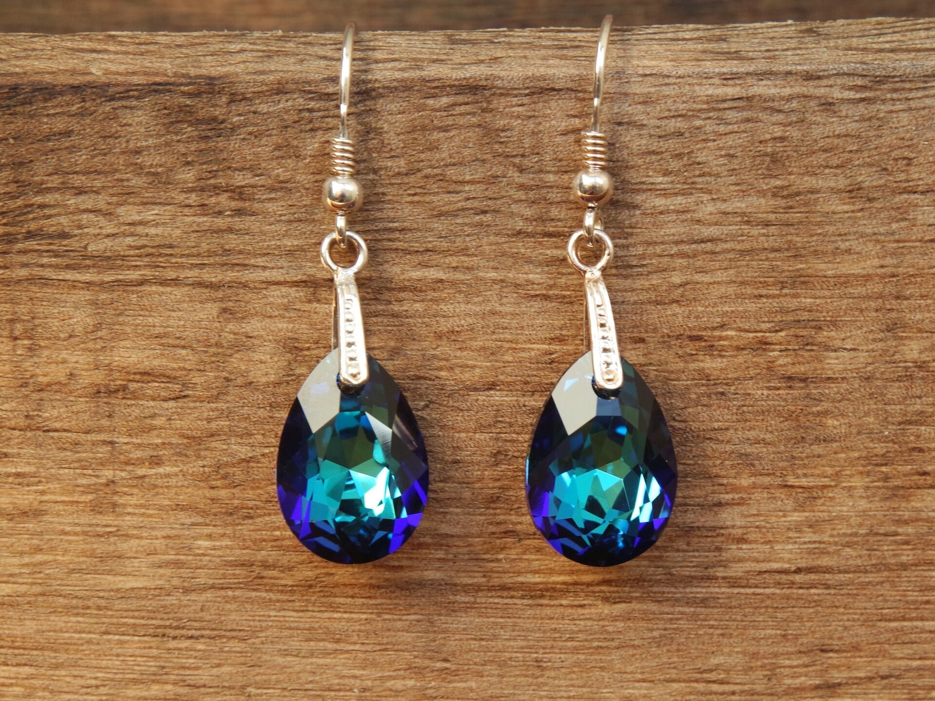 Swarovski oorbellen blauw druppel