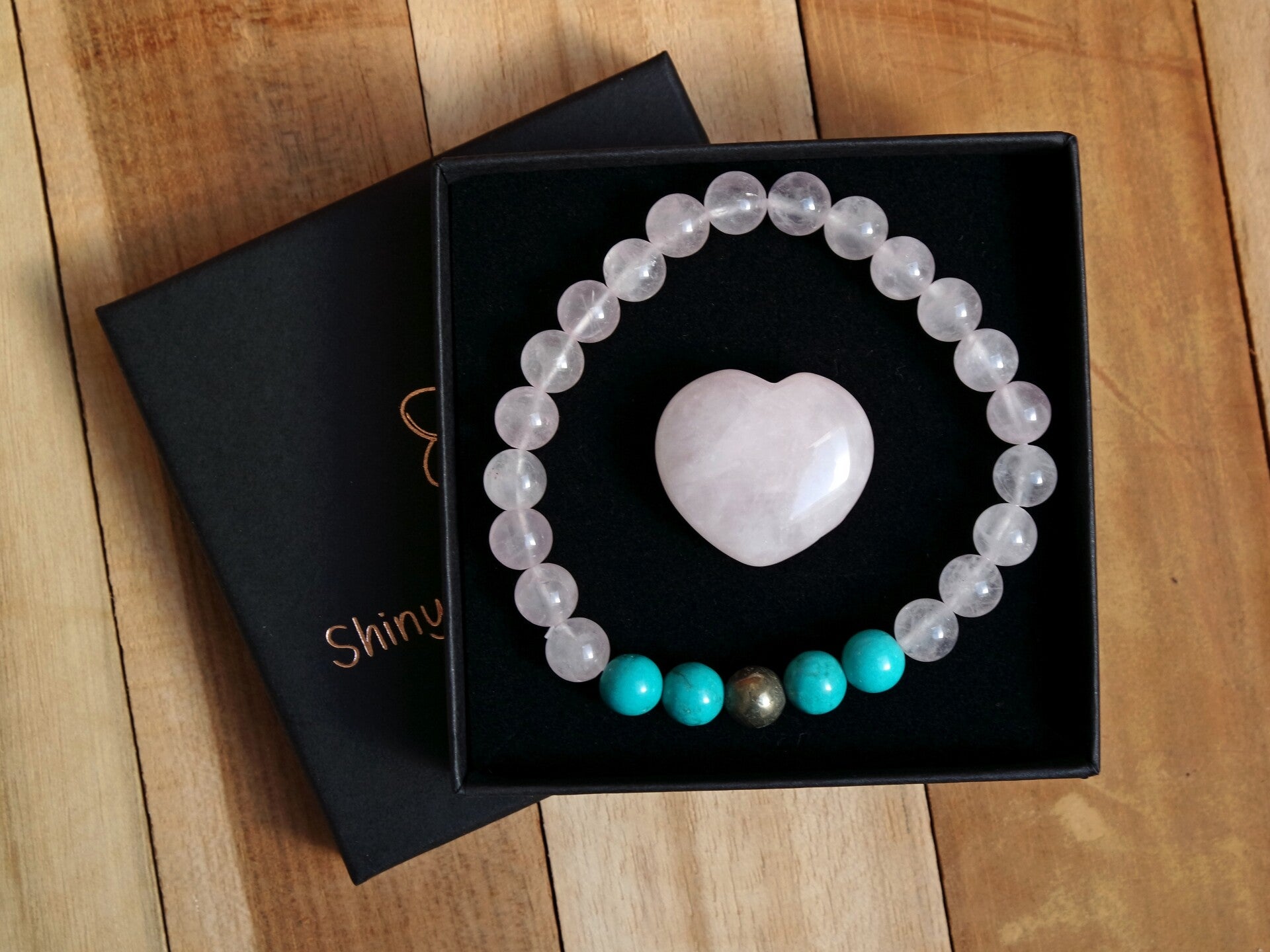 Edelsteen-set Let Love Rule met hart van Rozenkwarts