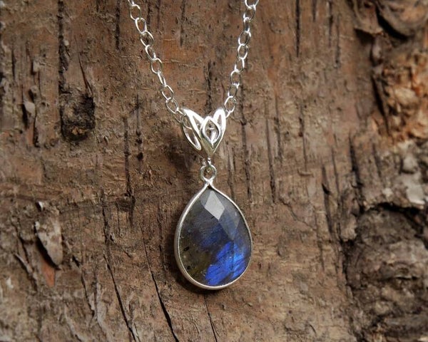 Labradoriet Sterling Zilveren Ketting