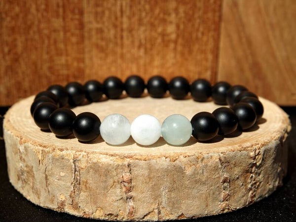 Armband - Onyx & Aquamarijn