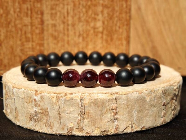 Armband - Onyx & Granaat