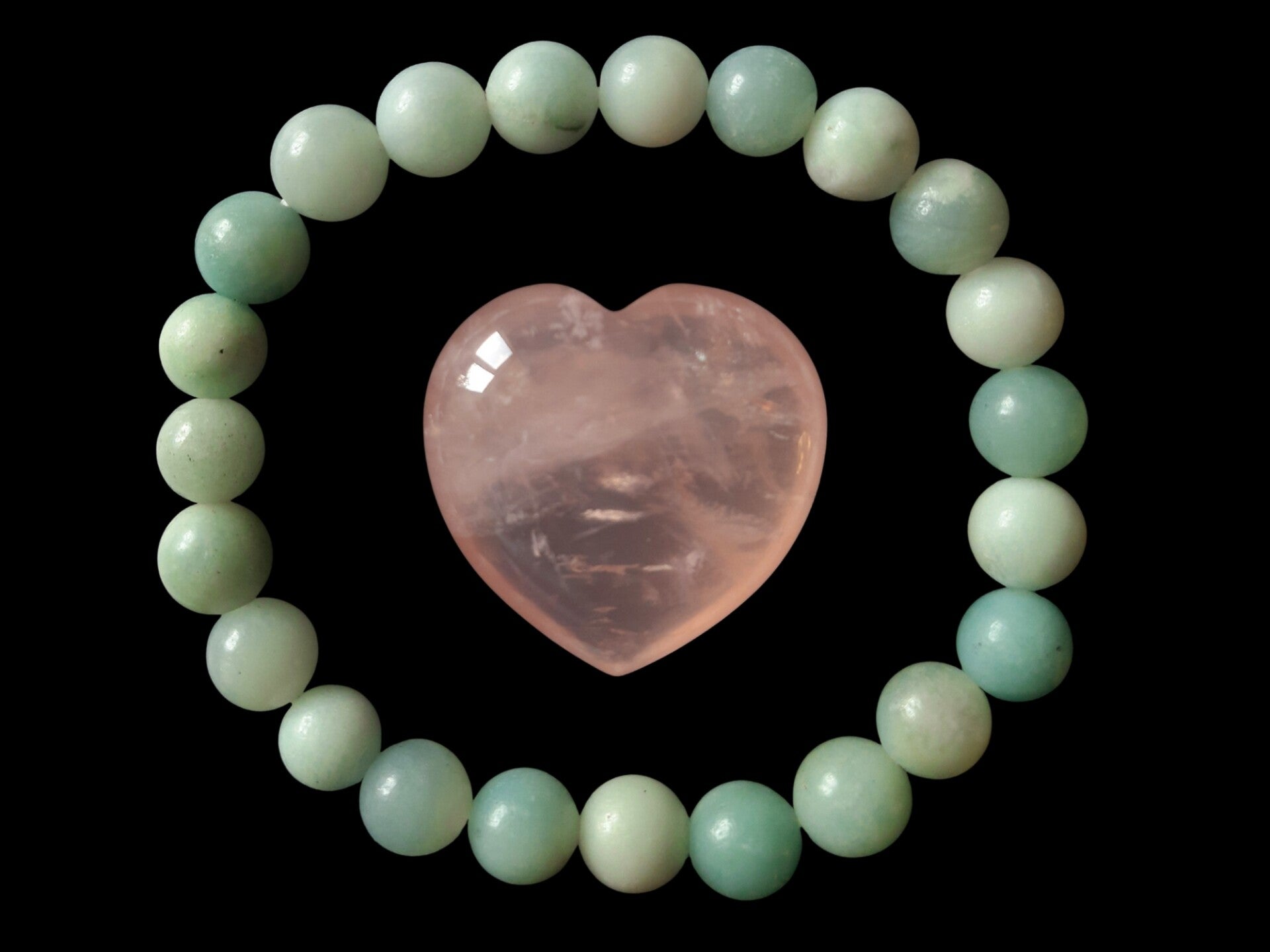 Edelsteen-set Amazoniet & Rozenkwarts Hart