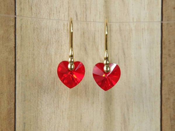 Oorbellen hart Light Siam AB, verguld