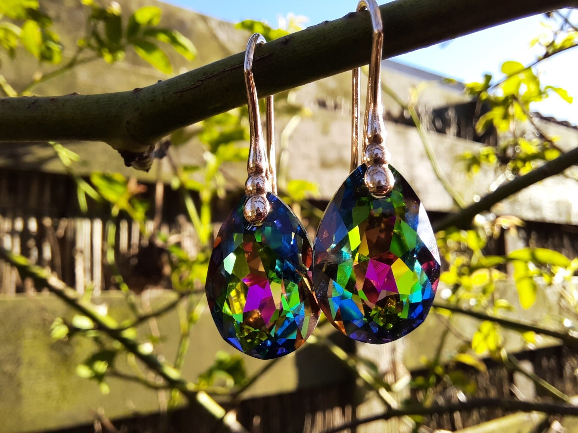 Swarovski druppel oorbellen rosé