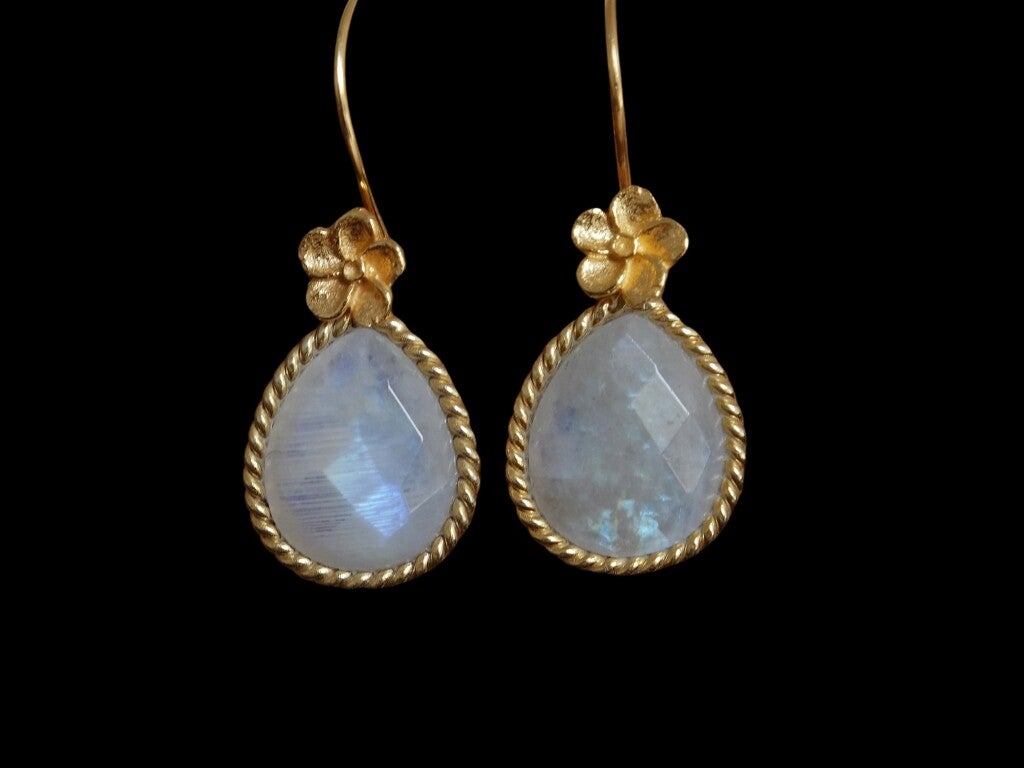 Maansteen Vergulde Oorbellen - Druppel