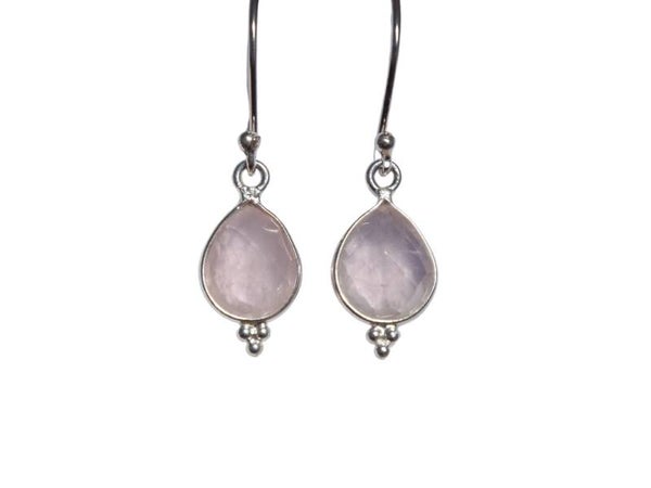 Rozenkwarts zilveren oorbellen