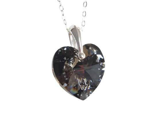 Ketting hart Swarovski & Sterling Zilver - Crystal Silver Night