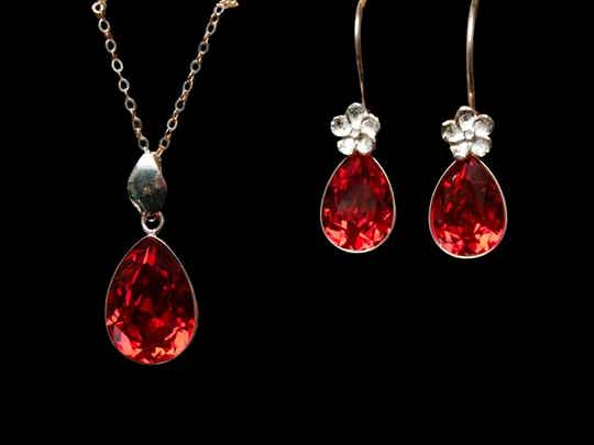 Deluxe Swarovski Set Druppel - Scarlet