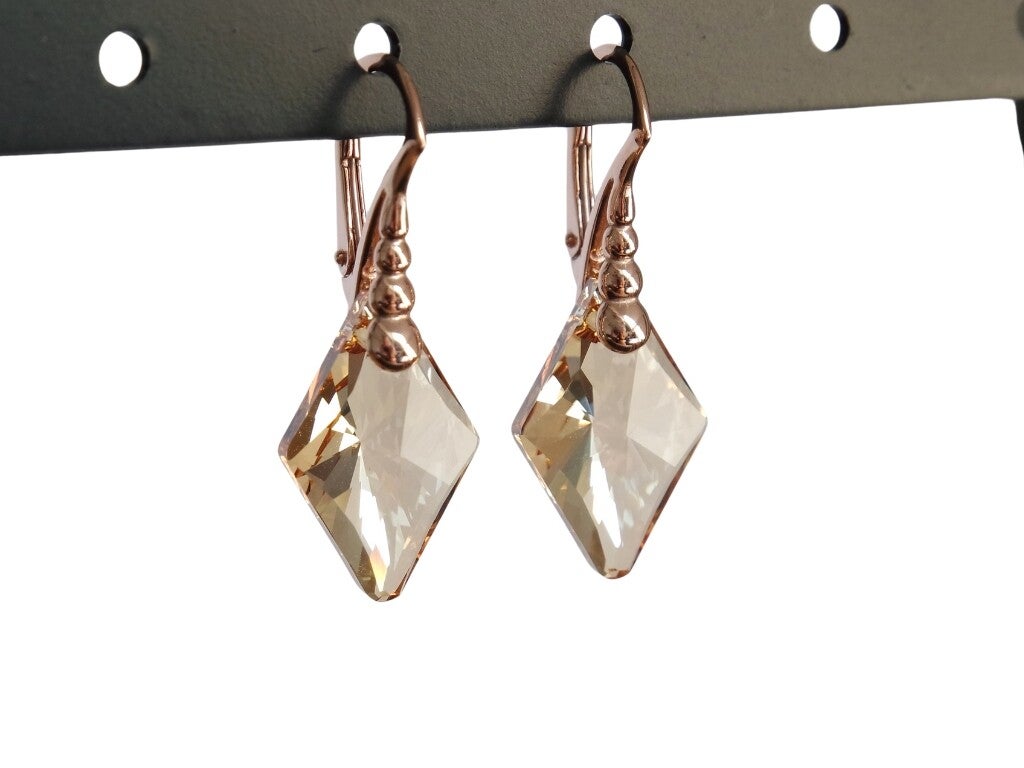 Ruit Golden Shadow Oorbellen, rosé verguld