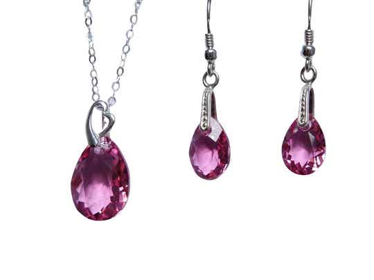 Swarovski Set Druppel Roze - Rose