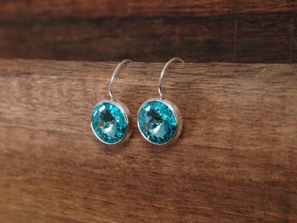 Light Turquoise Rivoli Oorbellen, sterling zilver