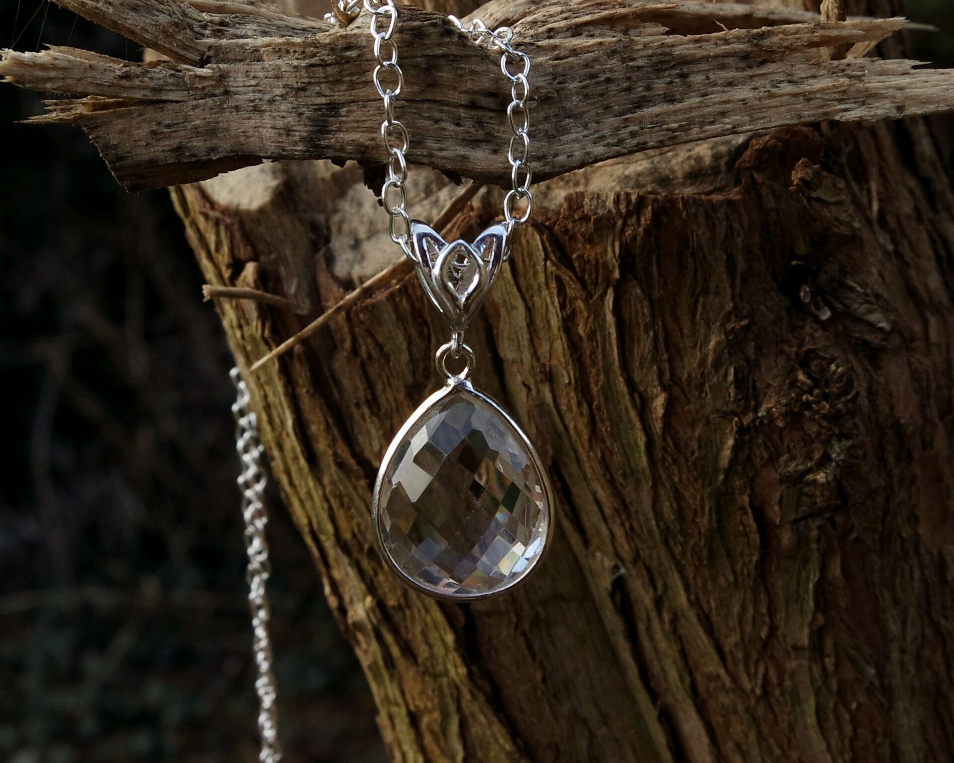 Bergkristal Sterling Zilveren Ketting