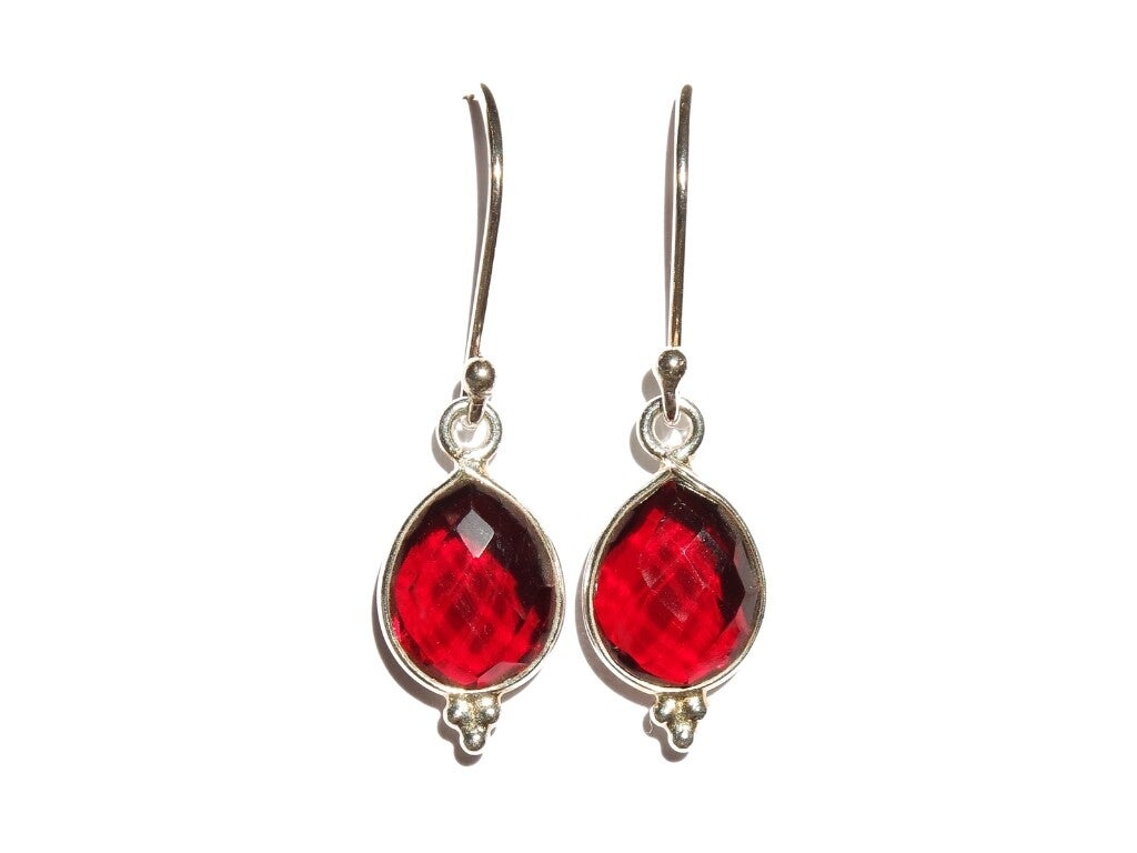 Granaat zilveren oorbellen