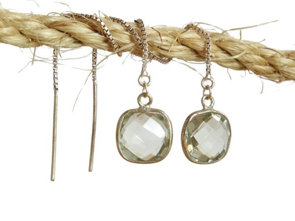 Prasioliet threader oorbellen