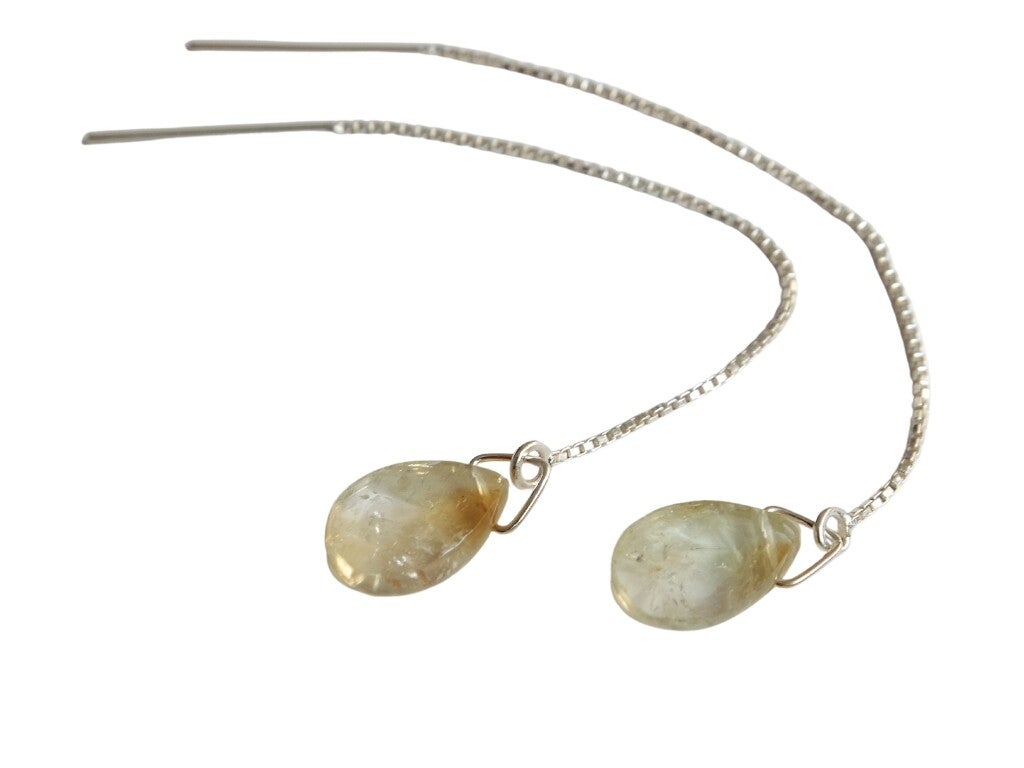 Citrien threader oorbellen