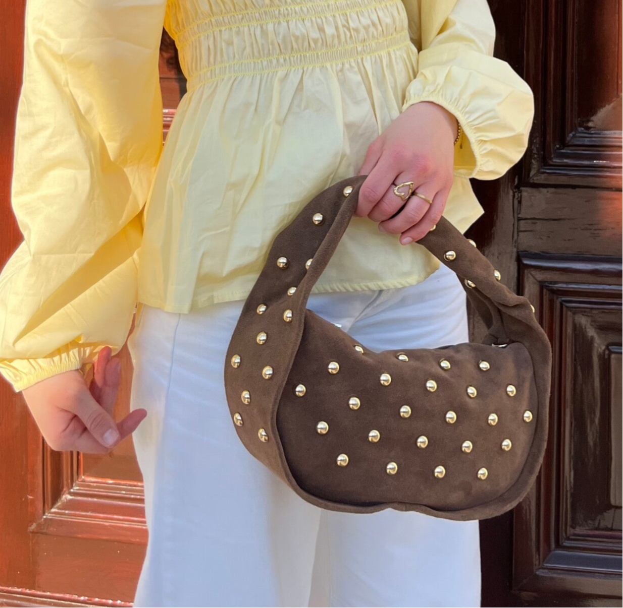 Studs bag brown