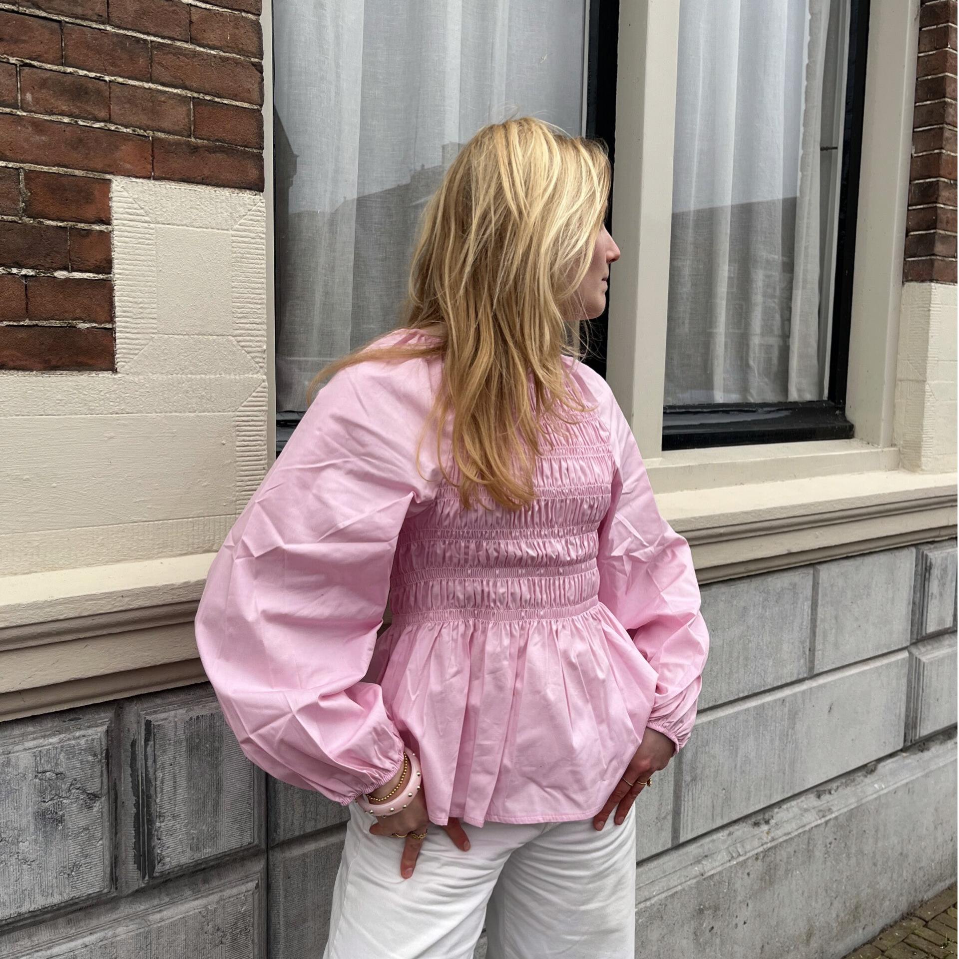 Puff blouse pink