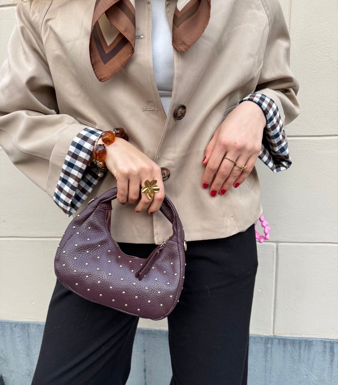 Studs bagg mini bordeaux