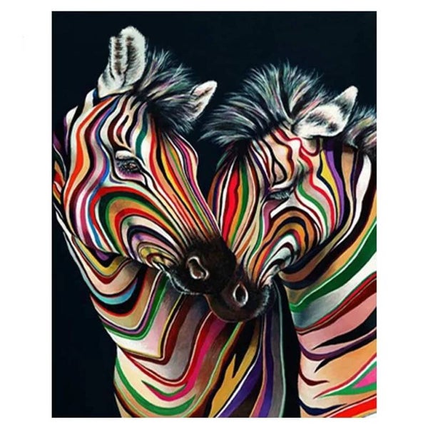 2 zebra's - Diamond Painting Rond